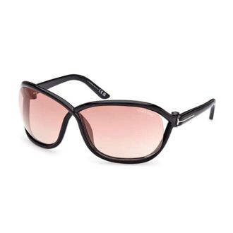 Tom Ford Sunglasses Geometric Full Rim, Shiny Black Frame And Violet Gradient Mirror Lens Ft106901Z