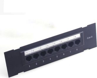 OEM Panel De Conexi&oacute;n Cat6 De 8 Puertos Coocheer - Acero Electrost&aacute;tico Negro, Cableado T568a/b, Plug-and-play