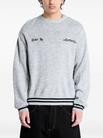 Carhartt Work in Progress embroidered ribbed-cuff sweater - unisex - Wool/Acrylic/Polyamide/Viscose - L - Grey