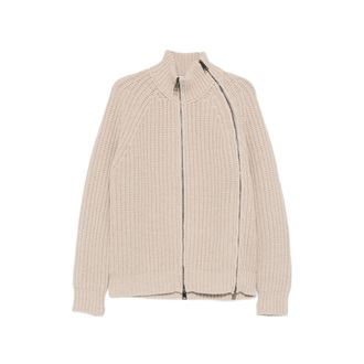 ATOMOFACTORY Ribbed-knit Zip-up Cardigan