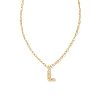 Kendra Scott Womens Crystal Letter L Short Pendant Necklace In Gold White