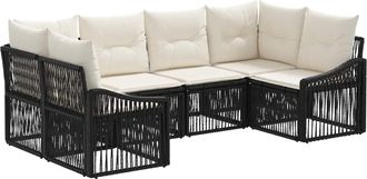 vidaXL Conjunto De Sof&aacute;s De Jard&iacute;n 6 Uds. 6-n&uacute;mero De Plazas Negro Vidaxl