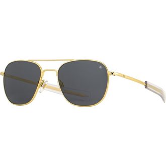 American Optical Original Pilot 57mm Aviator Nylon Non Polarized in Gold - Gyn at Nordstrom