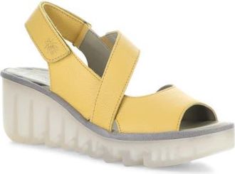FLY London Basy Slingback Platform Wedge Sandal in Bumblebee at Nordstrom, Size 10-10.5Us