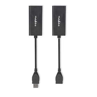 Nedis Usb Extender Usb 2.0 1x Usb-a Macho 1x Rj45 Female 1x Usb-a Hembra 1x Rj45 Female 50 M 480 Mbps Chapado En Nickel Redondo Pvc Negro Caja