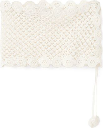 Mango Side Tie Crochet Cover-Up Miniskirt in Ecru at Nordstrom, Size Medium