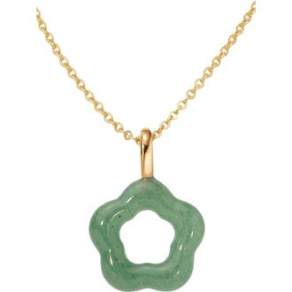 Made by Mary Green Aventurine Flower Charm Necklace in Gold Vermeil at Nordstrom, Size 16