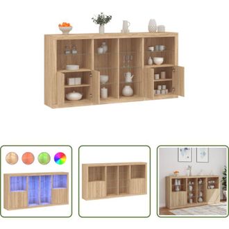 vidaXL Credenza moderna - Credenza con Luci LED Rovere Sonoma 202x37x100 cm