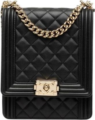 Chanel Pre-owned North South Boy Flap - Dames - Vintage Schoudertas - Zwart - ONE Size - Leer - Vintage