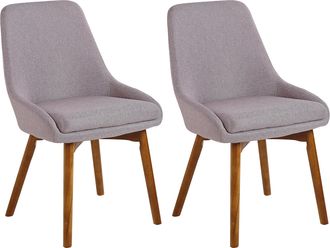 Beliani Beliani - Conjunto De 2 Sillas De Comedor Gris Tela De Poli&eacute;ster Con Patas De Madera Maciza Oscura Asiento Acolchado Melfort