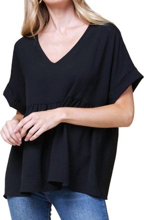 Entro Textured Babydoll Top In Black
