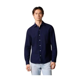 Brooks Brothers Slim Fit Seersucker Overhemd met Open Kraag - Heren - Casual Overhemden - Blauw - XL - Katoen - Overhemden