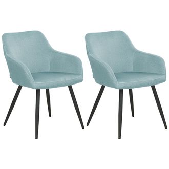 Beliani Beliani - Conjunto De 2 Sillas De Comedor De Estilo Moderno En Color Azul Claro Fabricadas En Terciopelo Con Patas De Metal Casmalia