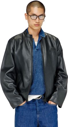 Diesel Biker jacket in waxed leather - Leather jackets - Man - Black