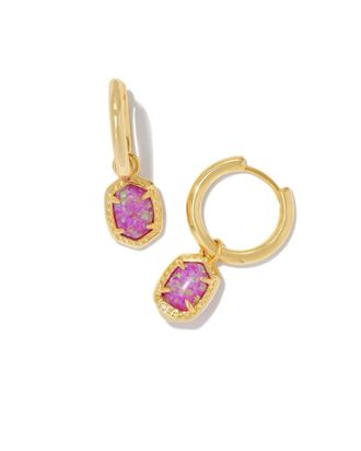 Kendra Scott Womens Daphne Crystal Frame Huggie Earrings In Gold Pink Mix