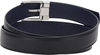 Ferragamo Mens Belt Double-Adjustable Black Leather Buckle