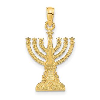 Diamond2Deal 14k Yellow Gold Menorah Pendant