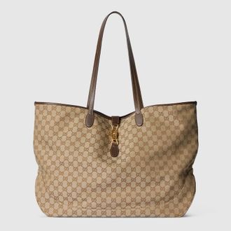 Gucci Jackie Large Tote Bag, Beige, GG Canvas