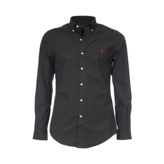 Polo Ralph Lauren Slim-Fit Formeel Katoenen Overhemd - Heren - Zakelijke Overhemden - Zwart - 2XL - Katoen - Overhemden