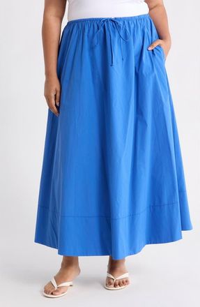 Renee C Cotton Poplin Maxi Skirt in Blue at Nordstrom Rack, Size 1X