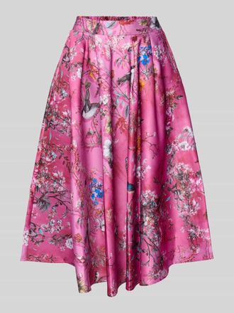 Miss Goodlife Kielanger Rock mit gelegten Falten Modell Cherry Blossom in Rosa, Größe XL