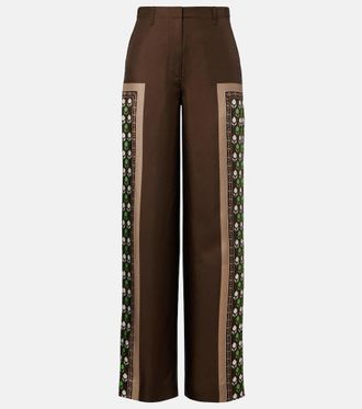 Tory Burch Printed silk twill palazzo pants
