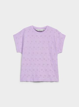 Contemporaine Womens Broderie anglaise pure organic cotton cap-sleeve T-shirt