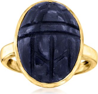 Ross-Simons Sapphire Scarab Ring in 18kt Yellow Gold Over Sterling