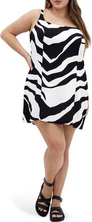 City Chic Caitlin Print Dress in Mono Swirl at Nordstrom, Size Xxl