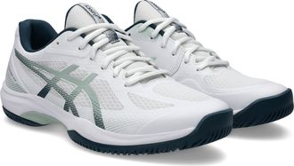 Asics Hallenschuh ASICS COURT HUNTER FF, Herren, Gr. 43,5, weiss (wei&szlig;, lichen rock), Synthetik, Schuhe Hallenschuh, besonders geeignet f&uuml;r Handball und Vol