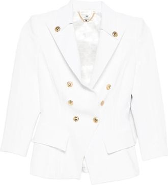 Elisabetta Franchi Double-layer Stretch Crepe Jas - Dames - Blazers - Wit - S - Polyester - Jassen