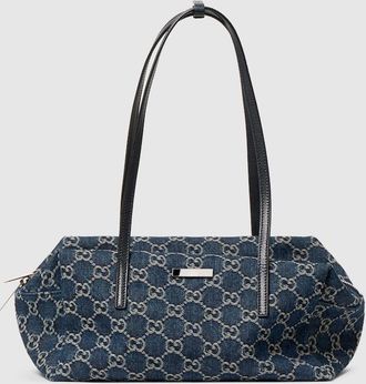 Gucci Melrose Medium Boston Bag, Blue, Fabric