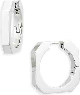 AllSaints Square Hexagonal Hoop Earrings in Rhodium at Nordstrom Rack
