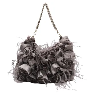 Giorgio Armani Floral-Applique Chain Shoulder Bag in Old Rose Polyester