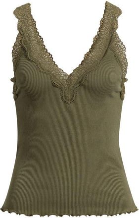 Madewell V-Neck Lace Cotton Blend Tank in Faded Ivy at Nordstrom, Size Xx-Large