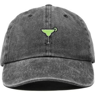 Dalix Margarita Embroidered Dad Hat in Washed Black at Nordstrom