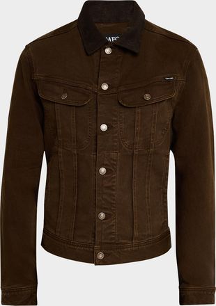Tom Ford Men & apos;s Corduroy-Collar Denim Jacket
