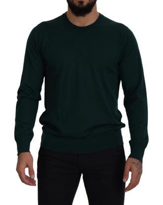 Dolce & Gabbana Green Cashmere Crewneck Pullover Mens Sweater - Size Small