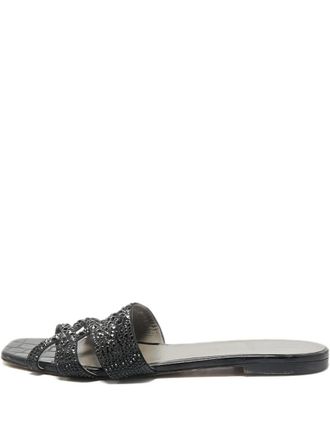 Gina crystal embellishment sandals - Black