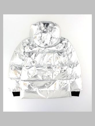 Stella McCartney Metallic Color-Block Down Jacket - Gray