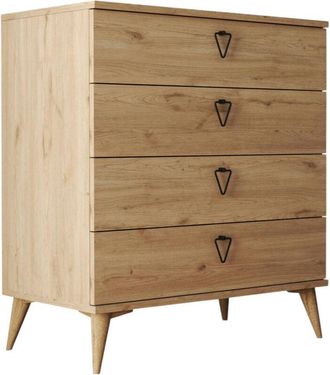 Dmora Dmora - Cajonera Sualocin, C&oacute;moda Multiusos, C&oacute;moda De Dormitorio, Gabinete Con Cajones, 80x45 H91 Cm, Roble