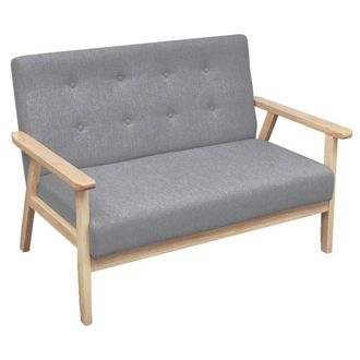 vidaXL Sof&aacute; De 2 Plazas De Tela Gris Claro Vidaxl