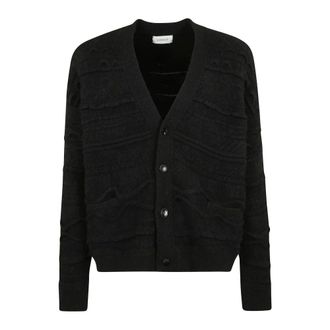 Laneus Truien & Vesten, Heren, Zwart, S, Nylon, Jacquard Cardigan Sweater