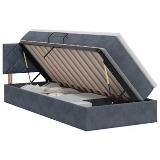 vidaXL Vidaxl Letto Con Contenitore Grigio Scuro 100 X 200 Cm Velluto