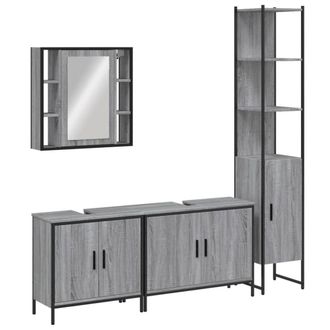 Berkfield Home 4 Piece Bathroom Cabinet Set Grey Sonoma Engineered Wood