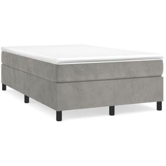 vidaXL Vidaxl - Cama Box Spring Con Colch&oacute;n Terciopelo Gris Claro 120x190 Cm