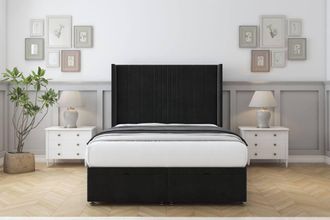 Comfort Beds Grace Plush Ottoman Bed Set With 54 Wingback Headboard in Black | Size: Single