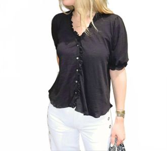 Goldie London Jenna V-Neckline Blouse In Black