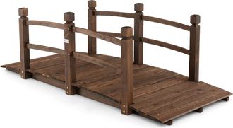 Costway Costway Puente De Jard&iacute;n Madera, 171 X 76,5 X 58cm, Puente De Pie Decorativo Carbonizado Con Barandillas De Seguridad, Carga 150 Kg, Madera De Abeto, 