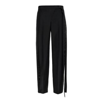 Alexander McQueen Alexander McQueen, Wide Trousers, female, Black, Size: XS Wool Trousers